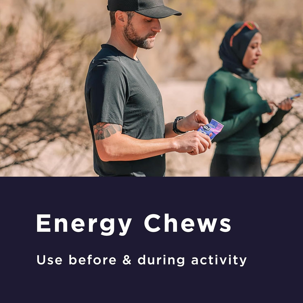 GU Energy Chews, Mixed Pack Energy Gummies with Electrolytes, Vegan, Gluten-Free, Kosher, Caffeine-Free, and Dairy-Free On-The-Go Energy for Any Workout, Caffeine - Free, 12 Bags (24 Servings Total)