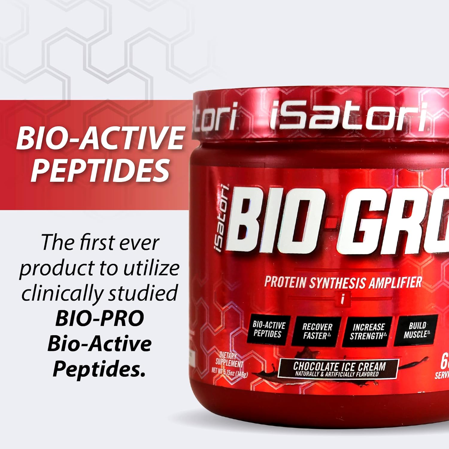 iSatori BIO-GRO Protein Synthesis Amplifier, for Muscle Recovery & Growth, Enhanced Stimulant Free Pre-Workout & Colostrum Supplement with Bio-Active Peptides- Chocolate Ice Cream (60 Servings)