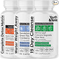 Youth & Tonic 3PK Detox Cleanse Kick Off Weight Management & Bloating Support – 15 Day Colon & Gut Cleanse, Water Weight Away & Detox Matrix Complex – 90 Pills
