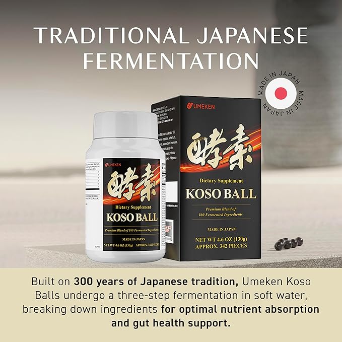 Koso Ball Infused with Pure 160 Fermented Ingredients, Supports Stomach & Intestine Health, Immune Health, Japanese Supplements for Overall Wellness & Balanced Nutrition, Small 342 Pieces, Pack of 2