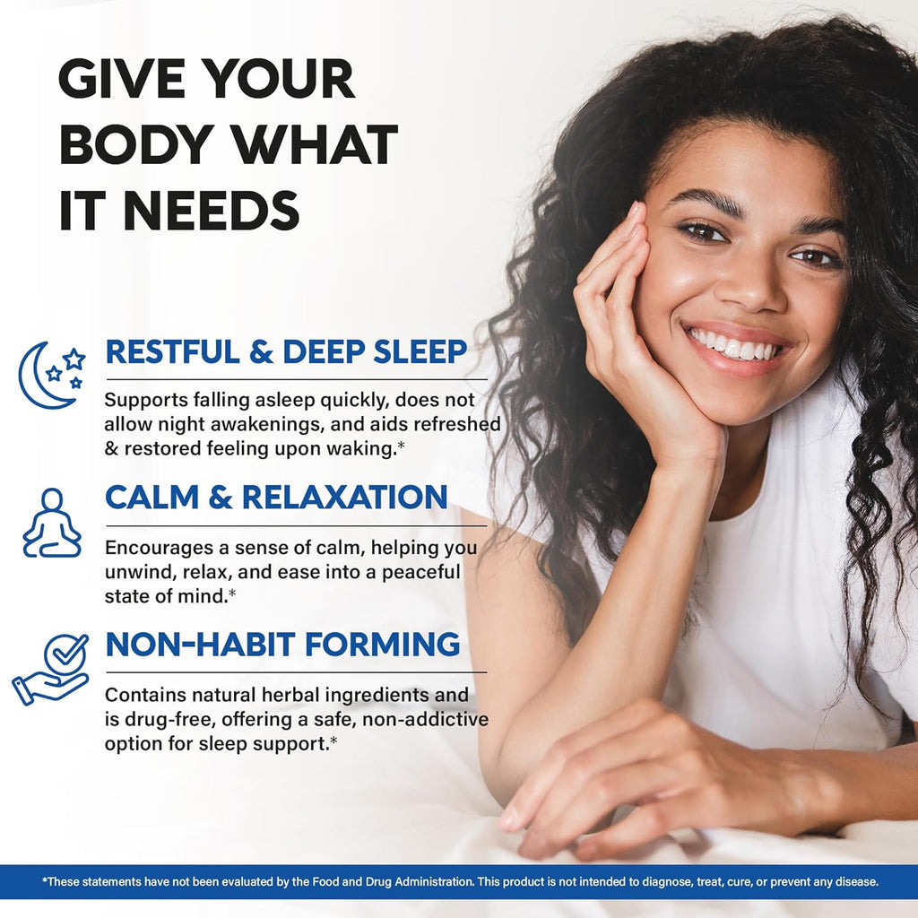Sleeping Pills for Adults 550mg - Melatonin 3mg | Valerian Root for Sleep | L-Theanine | Magnesium - Natural Sleep Aid Supplement - Non-Habit Forming Rest Support - Made in USA - 1/day, 2 Month Supply