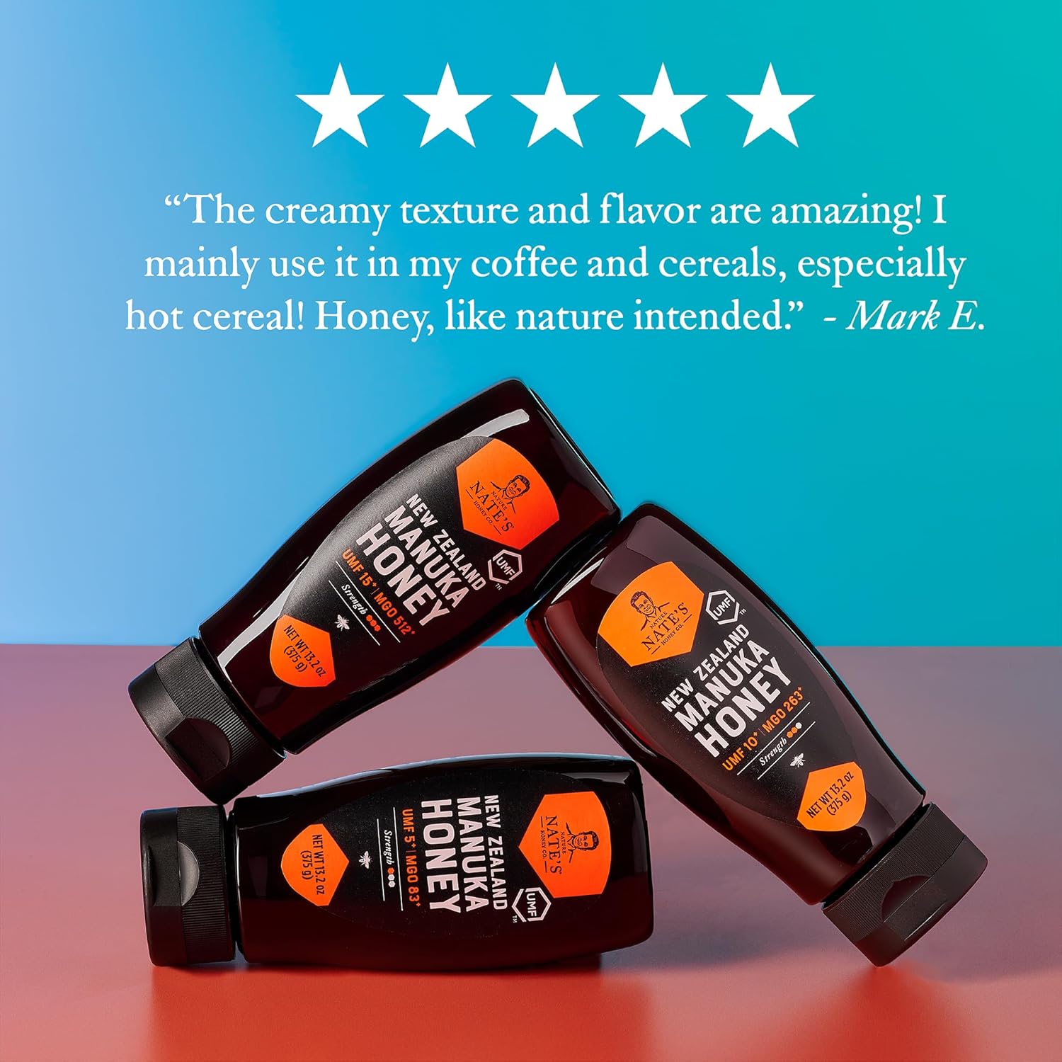 Nate's Raw Manuka Honey New Zealand MGO 512+ | UMF Certified 15+ | 13.2 oz Squeeze Bottle