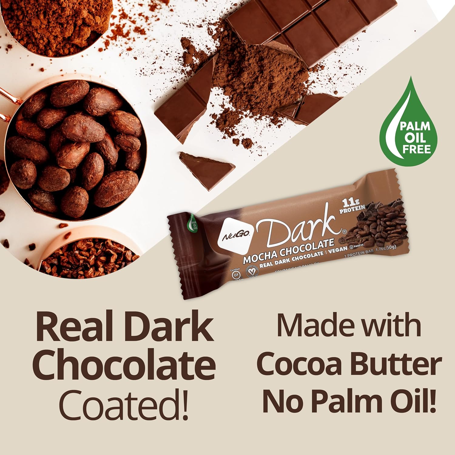 NuGo Dark Peanut Butter Cup, 12g Protein Bar, Vegan, Gluten Free, Non-GMO, Kosher Pareve, 24 Count