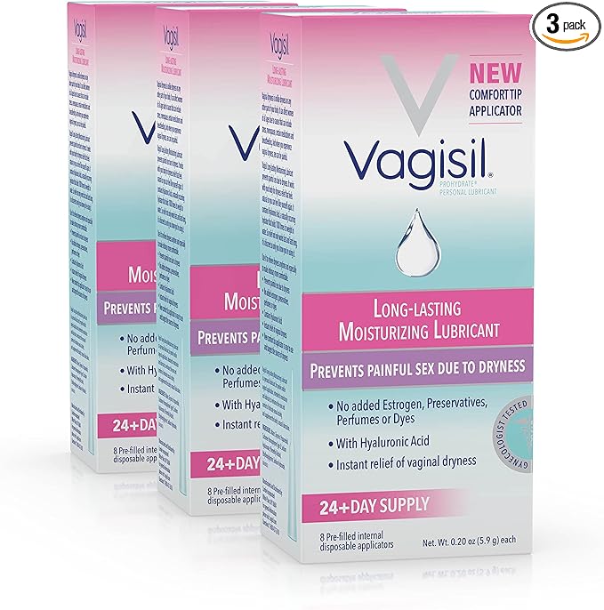 Vagisil Prohydrate Internal Vaginal Moisturizer, Gel & Lubricant for Women, Gynecologist Tested, 8 Count, Pack of 3 (24 Total Applicators)