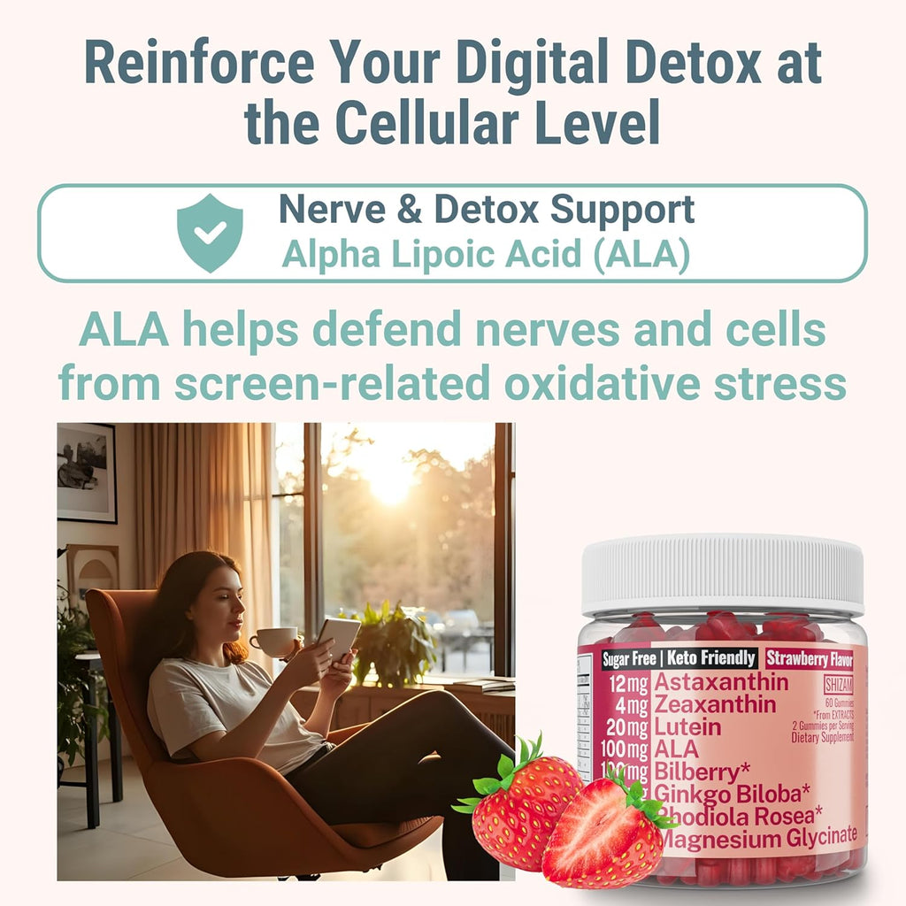 Rhodiola Rosea ALA Ginkgo Biloba Astaxanthin Lutein Zeaxanthin Bilberry Magnesium Glycinate Gummies for Eyes Brain Kids, Rhodiola ALA Capsules Pills Tincture Supplements Alt, 300mg 24mg 20mg 12mg 40mg