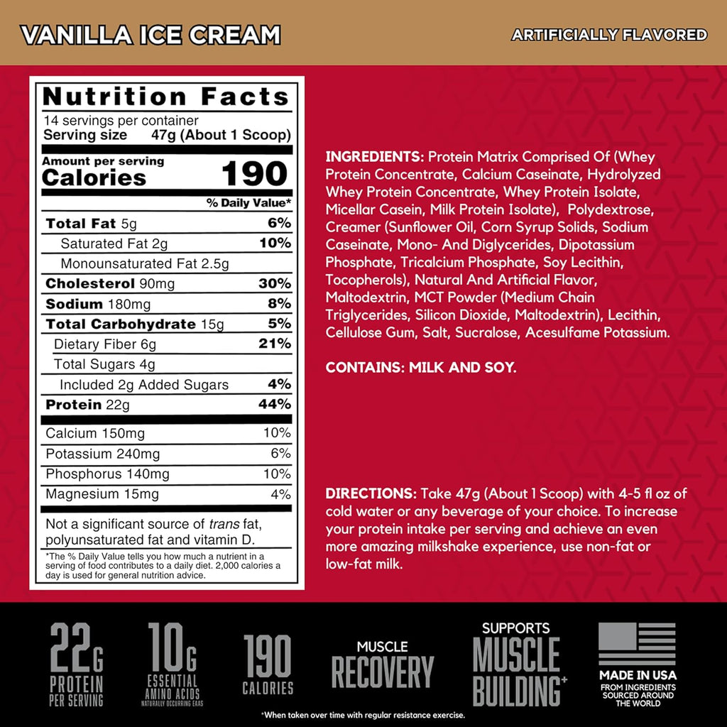 BSN SYNTHA-6 Premium Protein Powder with 6g of Fiber, Whey Protein, Micellar Casein, Milk Protein Isolate Blend, 5g Fat, Vanilla Ice Cream, 14 Servings (Packaging May Vary)
