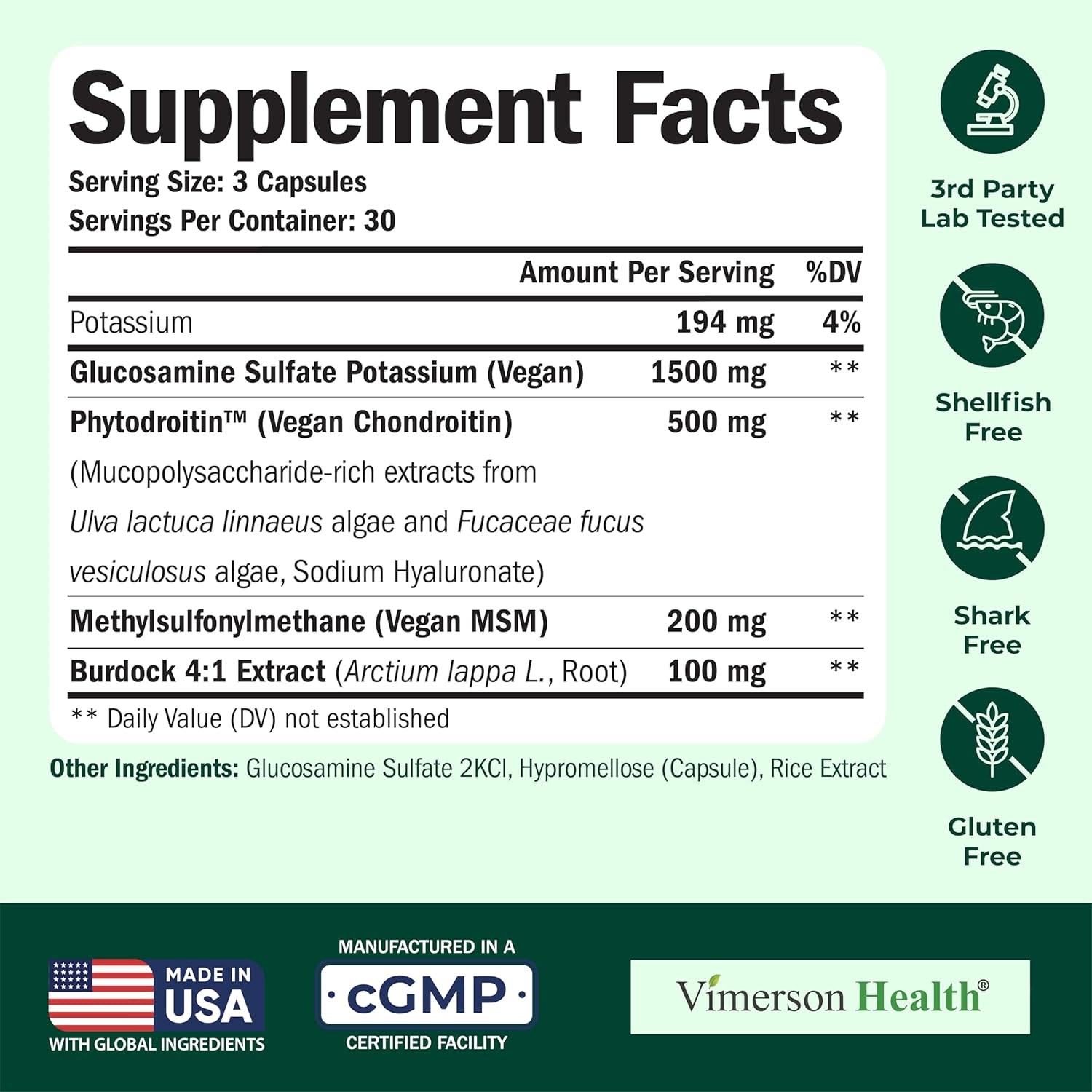 Vegan Glucosamine Chondroitin MSM - 100% Vegan Joint Support Supplement for Women & Men with Burdock and Glucosamine Sulfate 1500 mg. Used for Cartilage and Joint Health and Flexibility - 2 Pack