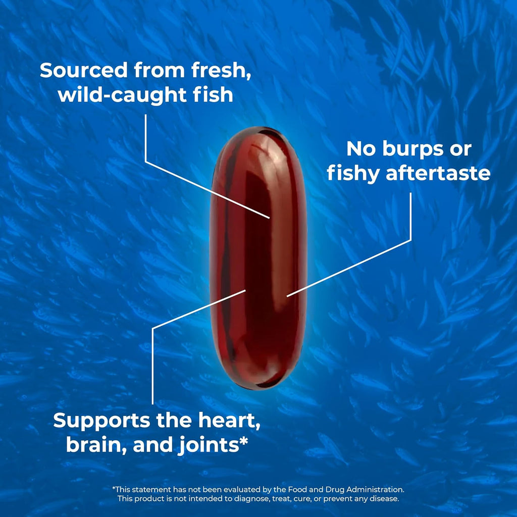 OMAPURE Fish Oil Supplements with Omega 3 Fatty Acids (3 Bottles, 120 Softgels) - High EPA, DHA, & IFOS Fish Oil Pills Support Heart & Joint Health - Burpless Fish Oil Promotes Brain Function