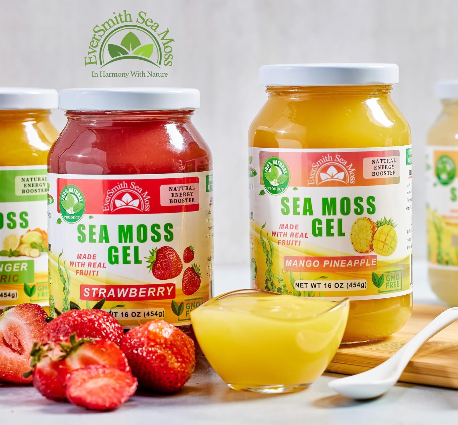 Wildcrafted Irish Sea Moss Gel | Made in USA | Rich in Vitamins & Minerals | Sea Moss Gel Raw | Nutritional Supplement | Strawberry (16 oz)