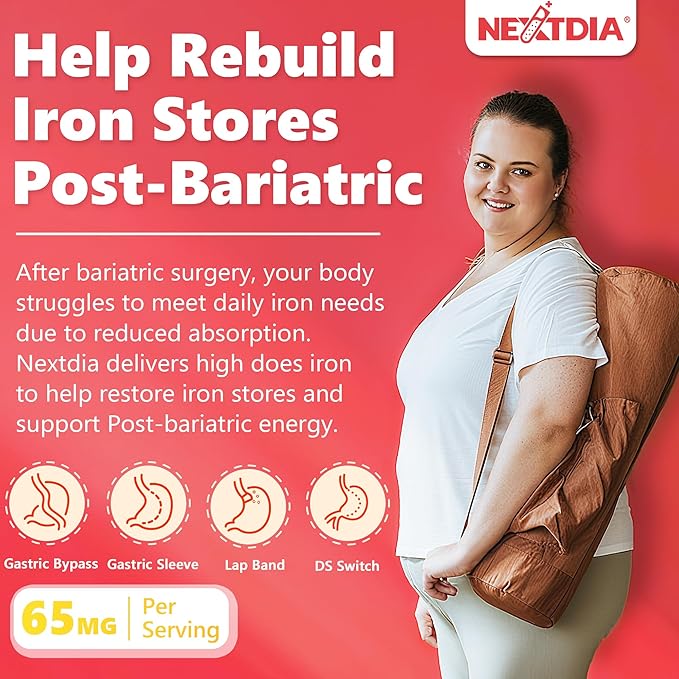 Liposomal Iron Supplement for Women, 65 mg with Vitamin C, Methylfolate, Bariatric Multivitamin with Iron for Gastric Bypass & Sleeve Recover, Post-Bariatric, Iron Level & Energy Support, 120 Softgels