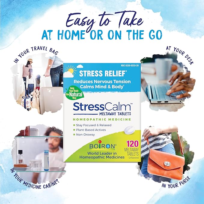 Boiron StressCalm Tablets for Relief of Stress, Anxiousness, Nervousness, Irritability, and Fatigue - 120 Count