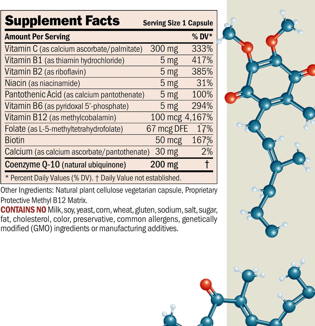 ANDREW LESSMAN Coenzyme Q-10 200 mg 60 Capsules - Essential for Energy Production and Optimum Key Organ Function, Anti-Oxidant Support, Depleted by Aging, Plus B-Complex. Easy to Swallow Capsules