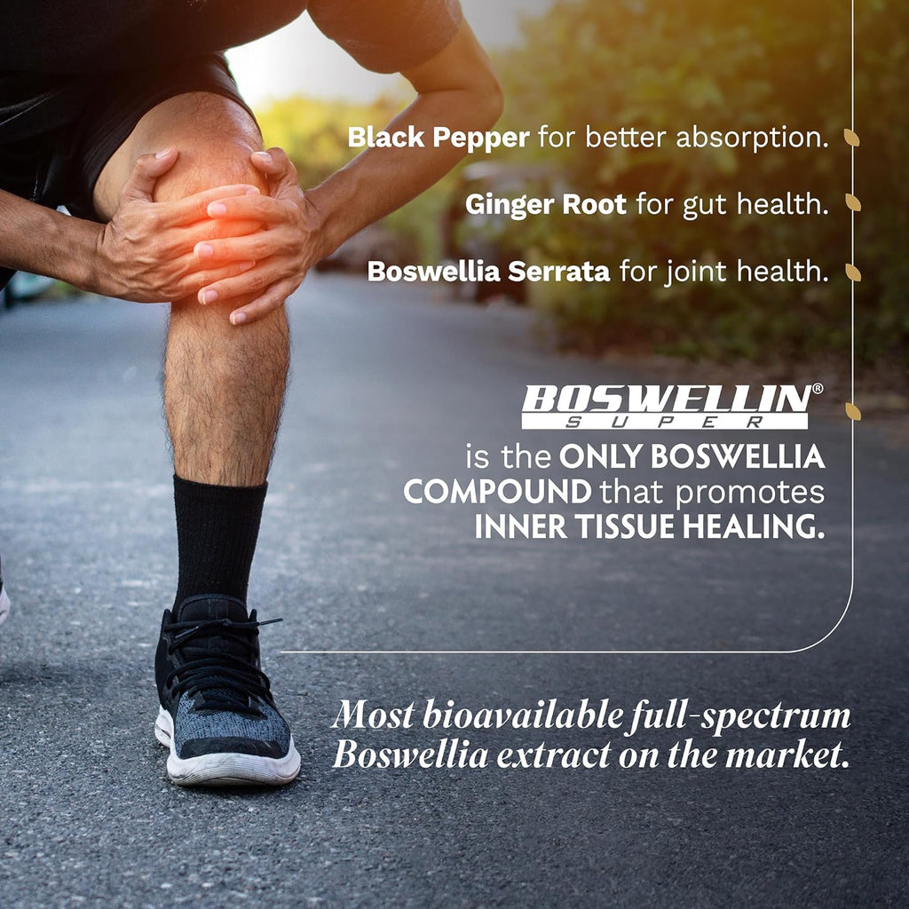 TRIBE ORGANICS Boswellia Serrata Complex Supplement for Joint Support, Muscle Relief - Vegetarian Non-GMO 120 Capsules, High Potency - Boswellin Super with Ginger Extract & Black Pepper - 420mg