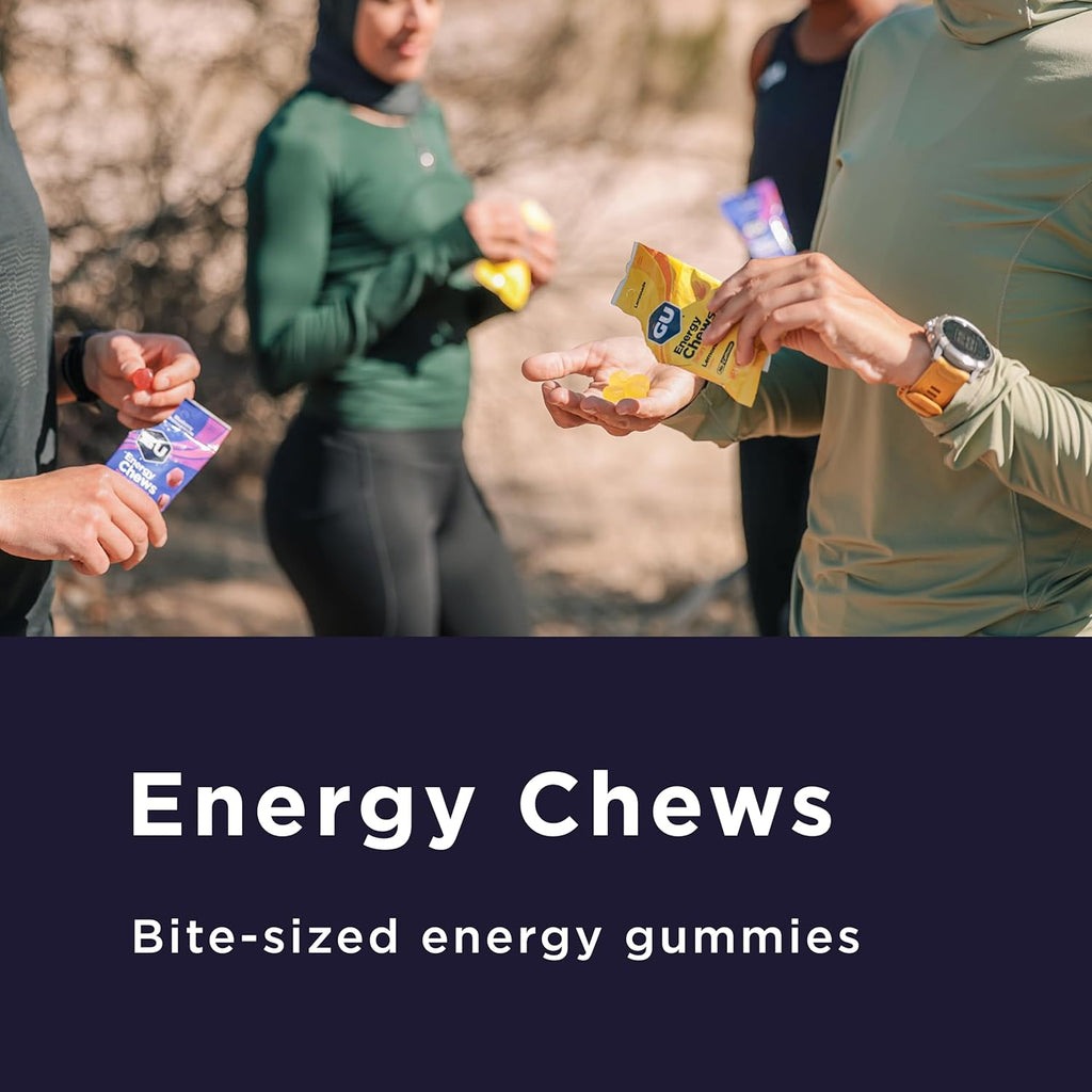 GU Energy Chews, Mixed Pack Energy Gummies with Electrolytes, Vegan, Gluten-Free, Kosher, Caffeine-Free, and Dairy-Free On-The-Go Energy for Any Workout, Caffeine - Free, 12 Bags (24 Servings Total)