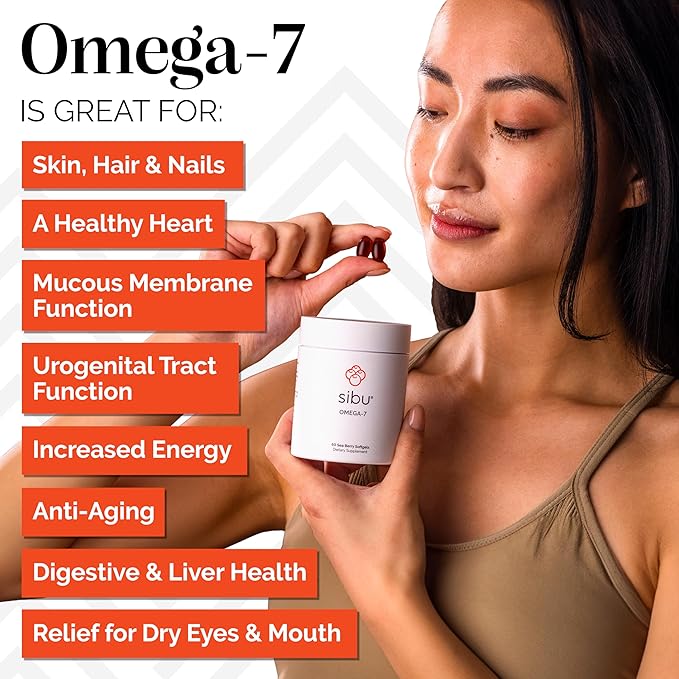 sibu Sea Buckthorn Omega-7 Softgels (30-Day Refill Sachet) – Supplement for Healthy Skin, Hair, Nails and Dryness
