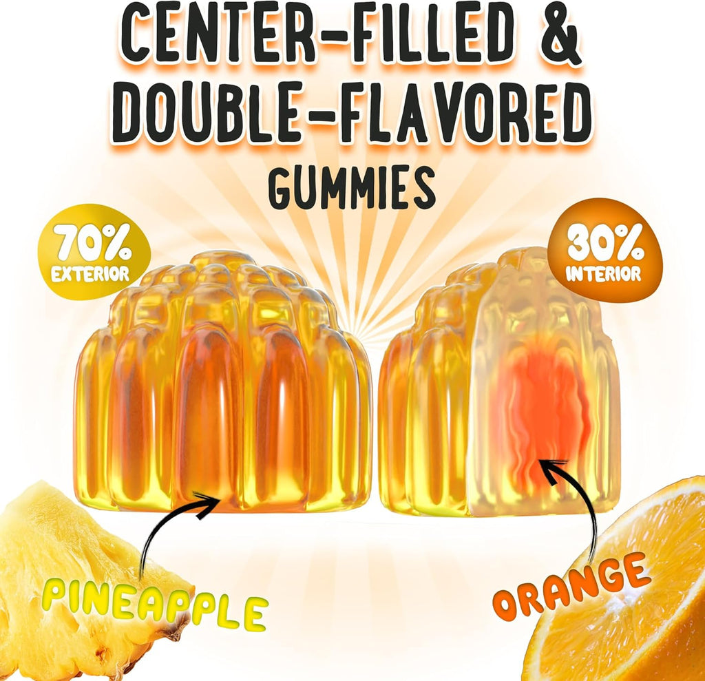 Center-Filled Magnesium Glycinate Gummies 400MG - High Absorption for Kids, Teens & Adults - Supplement for Sleep, Calm & Muscle Relaxation with B6 & D3 - Gluten Free & Vegan Friendly - 60 Count