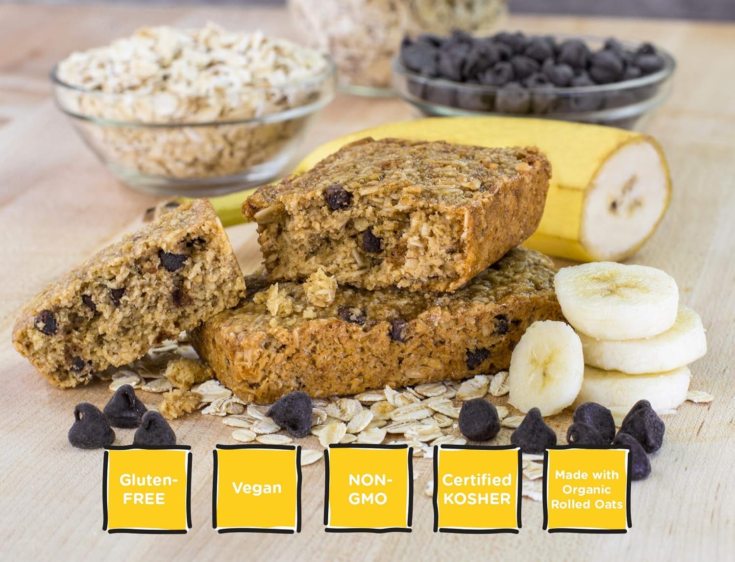 Bobo's Banana Chocolate Chip Oat Bars, Gluten Free, Non-GMO, Whole Grain Oats, Pack of 12 | Snack Bars | On-the-Go | Made with Simple Ingredients