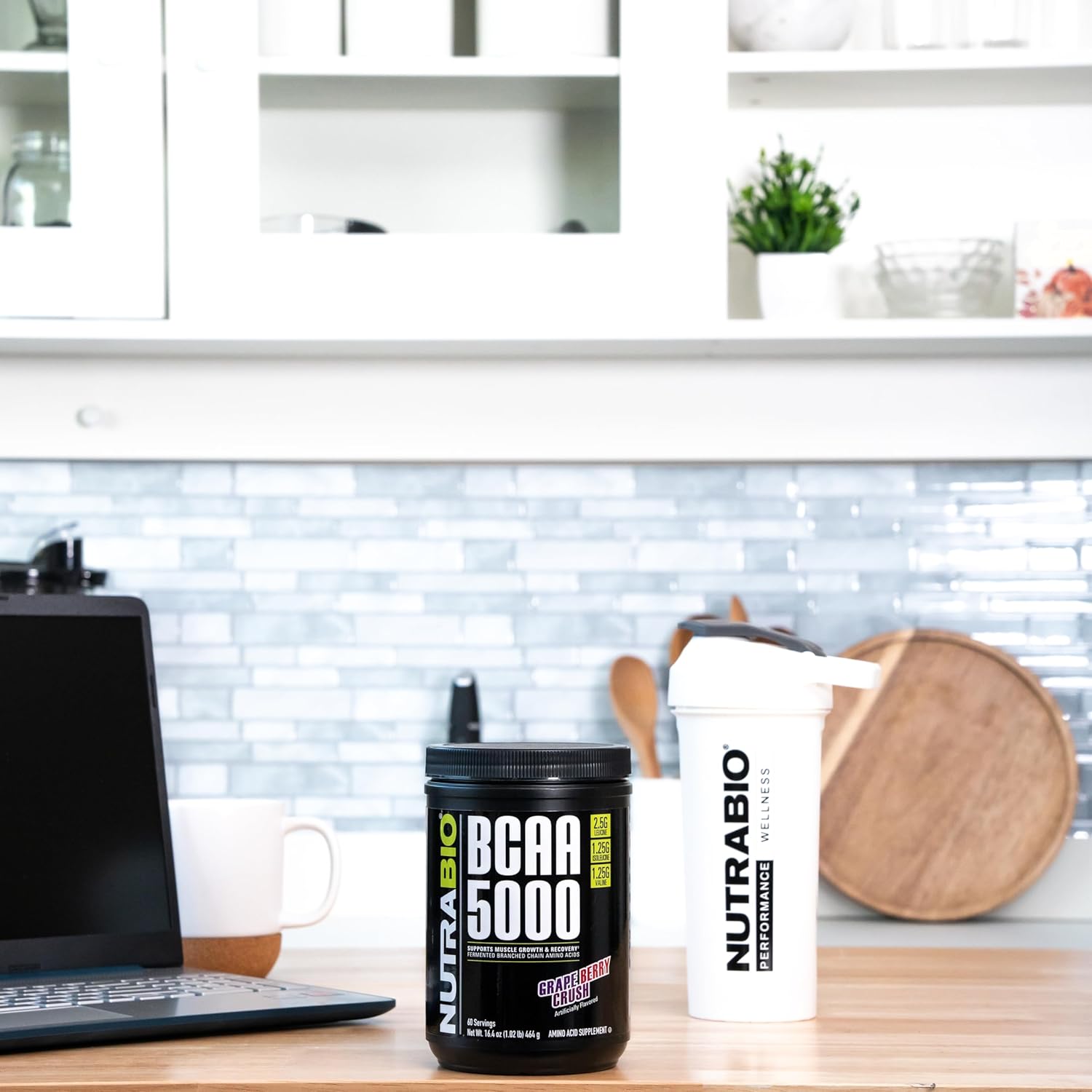 NutraBio BCAA 5000 Powder - Vegan Fermented BCAAs - Supports Lean Muscle Growth, Recovery, Endurance - 60 Servings - Grape Berry Crush
