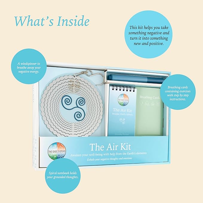 The Air Kit - Breathe Away Negative Thoughts for Stress Relief and Healing - Give The Gift of Peace of Mind - Self Care Kit by Two Sage Sisters