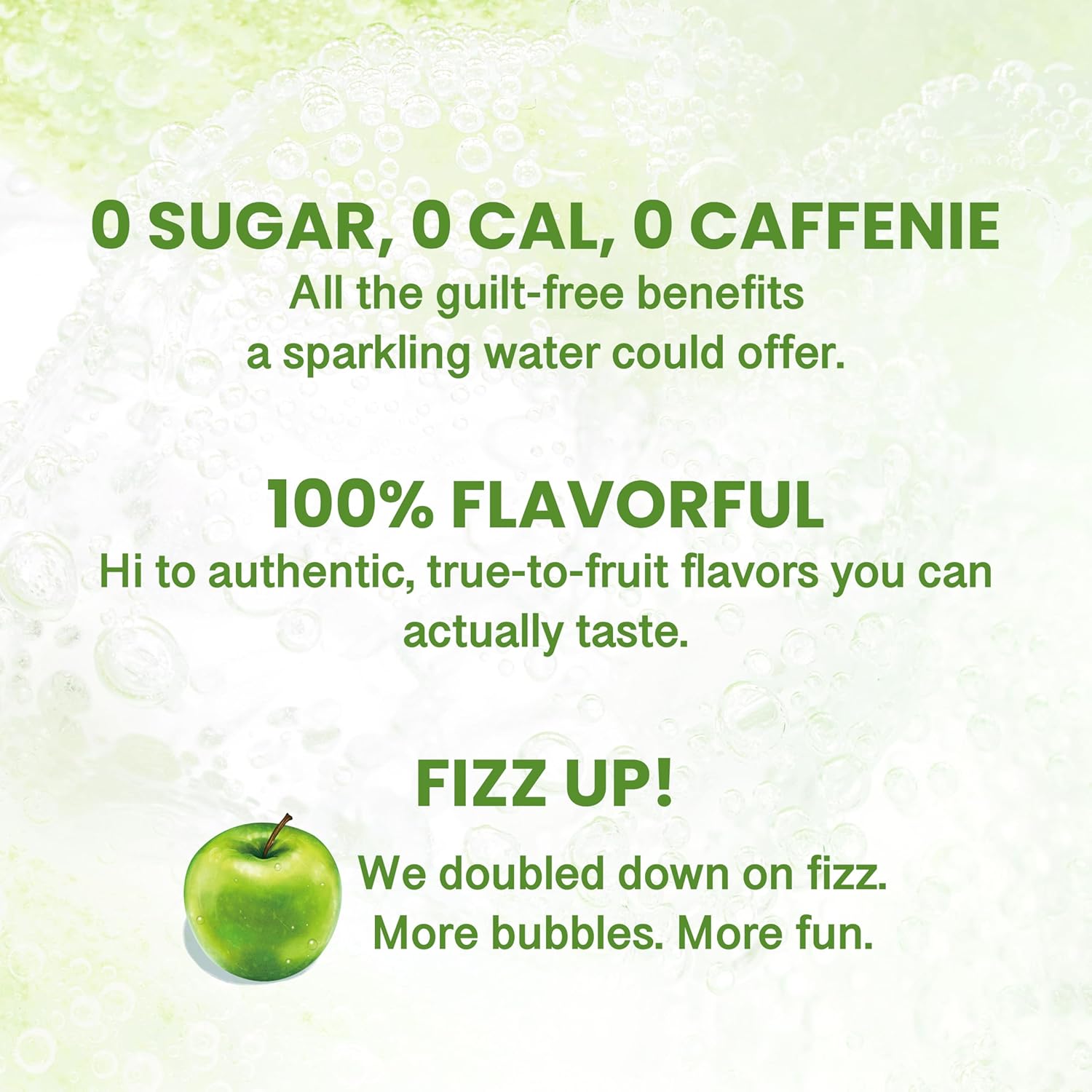 CHI FOREST Flavored Sparkling Water Beverage, Green Apple, Zero Sugar, 16.2 fl oz Bottles (pack of 15)