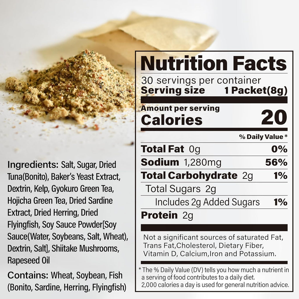 Chaganju Dashi - Umami Powder Soup Stock - Japanese Food, Bonito Flakes, Kelp, Mushroom, 8g×30pacs