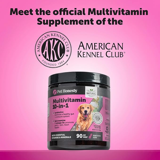 Senior Dog Multivitamin - Essential Dog Vitamins and Supplements - Glucosamine, Probiotics, Omega Fish Oil for Dogs Health & Heart- Dogs Vitamins Health Supplies (Duck 90 ct)