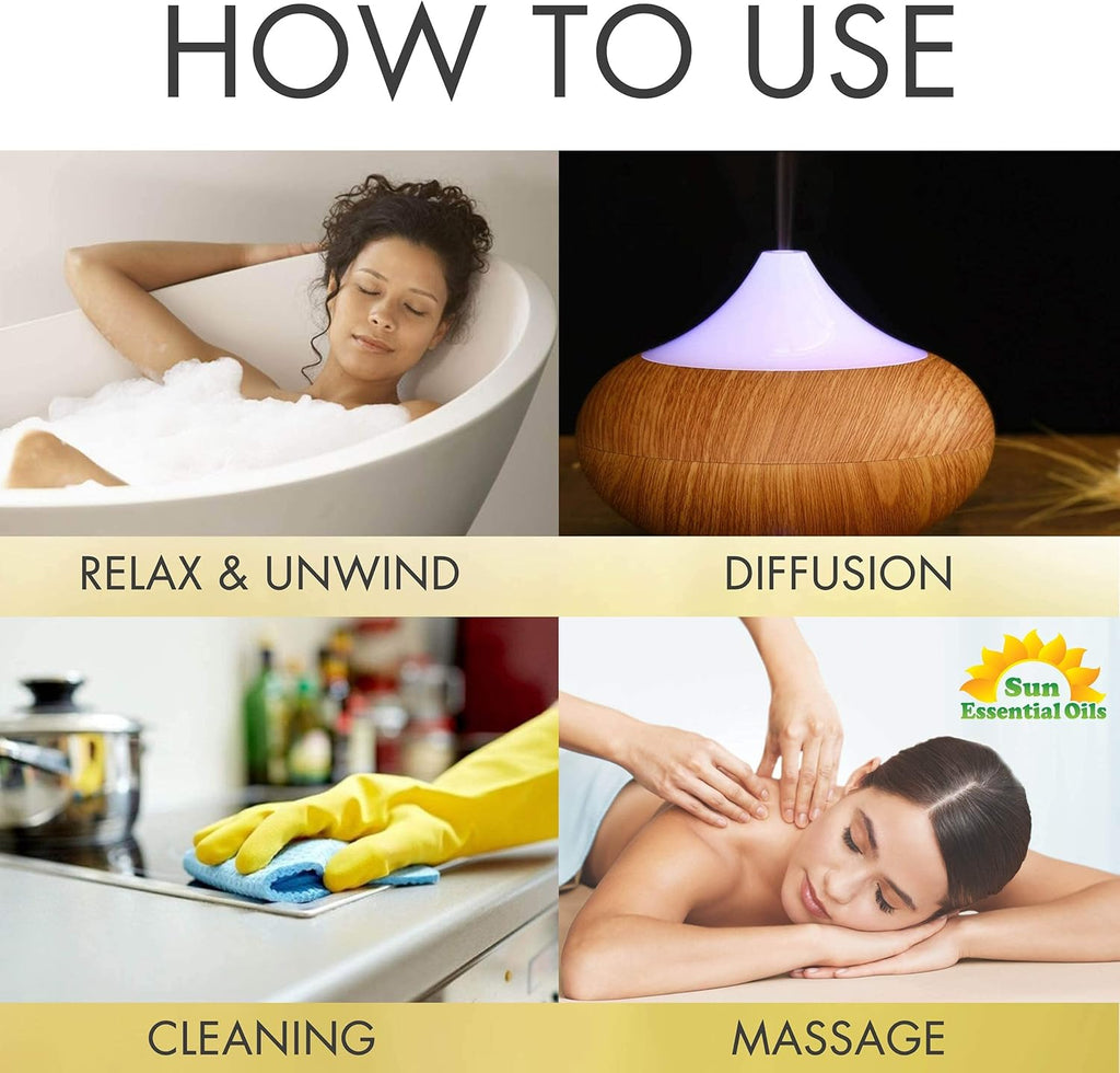 Sun Essentials Oils - 8 oz Eucalyptus Essential Oil with Dropper for Diffuser, Skin, Aromatherapy Massage, Humidifier, Scent for Candle, Lotion & Soap Making at Home, Fragrance for Room