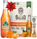 Salud x Jarritos 2-in-1 Hydration Packets + Immunity Electrolytes Powder, Mandarin - Agua Fresca Drink Mix, Elderberry, Dairy & Soy Free, Non-GMO, Gluten Free, Vegan, 1g Sugar (15 Servings)