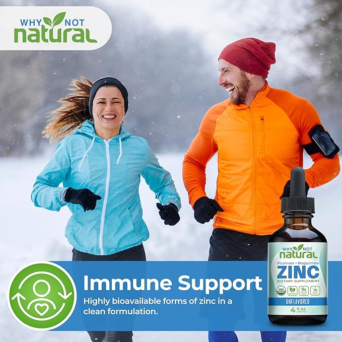 Organic Liquid Zinc Drops Supplement with Chelated Picolinate and Bisglycinate, Vegan