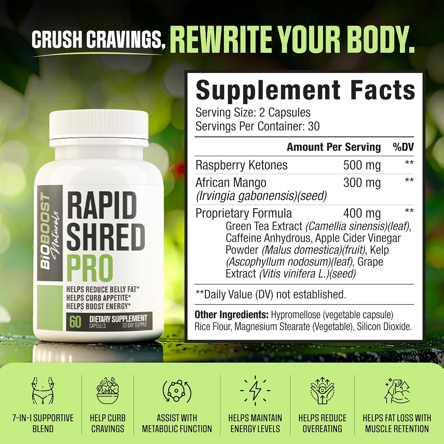 Rapid Shred PRO Series | Supports GLP-1 Pathway Function | Weight Loss Pills for Women & Men | & Fat Burner to Boost Metabolism, Appetite Suppressant| 3rd Party Tested Supplement - 60 Pills