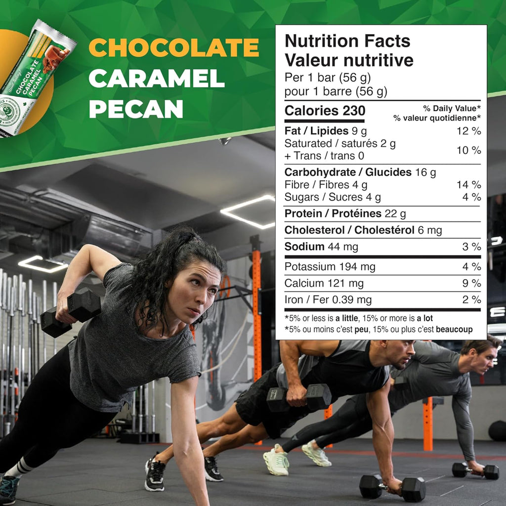 Daryl's Bars, Chocolate Caramel Pecan On the Go Whey Protein Bars, Gluten Free, Low Sugar, 22gr of Protein Snack, Meal Replacement, Pack of 1