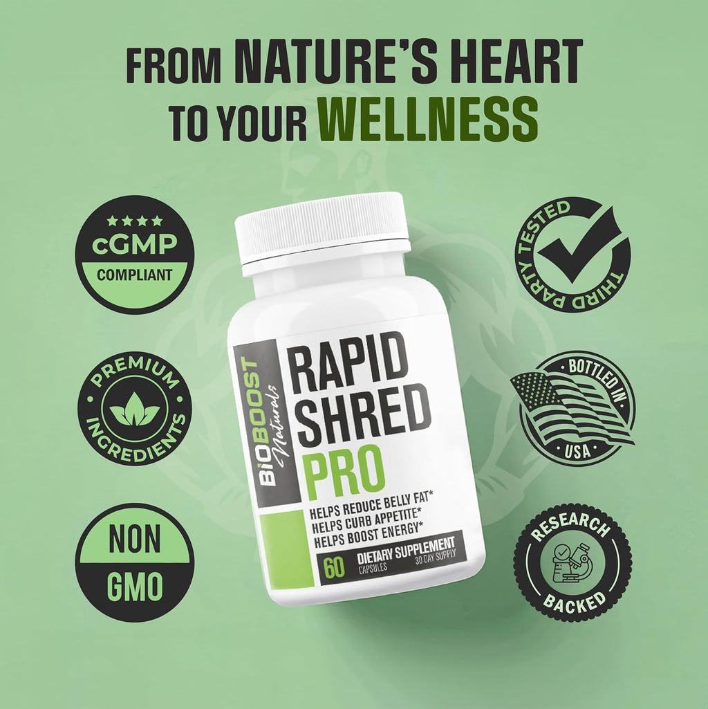 Rapid Shred PRO Series | Supports GLP-1 Pathway Function | Weight Loss Pills for Women & Men | & Fat Burner to Boost Metabolism, Appetite Suppressant| 3rd Party Tested Supplement - 60 Pills