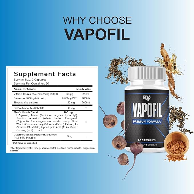 BLUE VIBE Vapofil Premium Wellness and Advanced Health Management Supplement Pills, Vapofil Maximum Strength Advanced Daily Health Support and Overall Wellness Supplement (2 Pack - 120 Capsules)