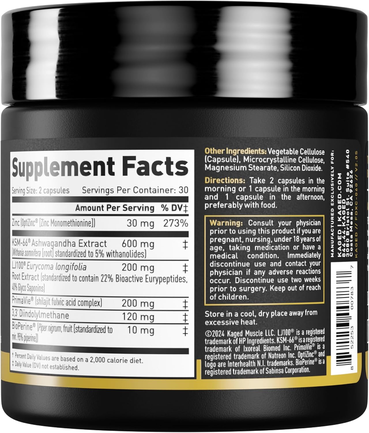 Kaged Test Capsules | Unflavored | Testosterone Booster Ferodrox | Premium Hormone Managment | LJ100 Tongkat Ali KSM-66 Ashwagandha Shilajit | Supplements for Men & Women | 60 Servings