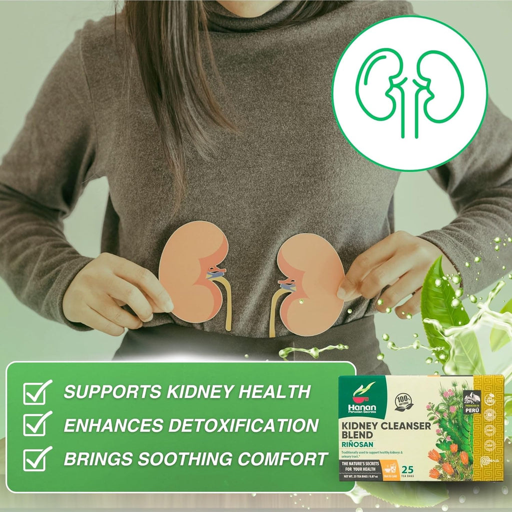 Hanan Kidney Cleanse & Joint Repair Herbal Tea - Riñosan Blend of Chanca Piedra (Stone Breaker) Rompe Piedra para los Riñones - 25 Tea Bags