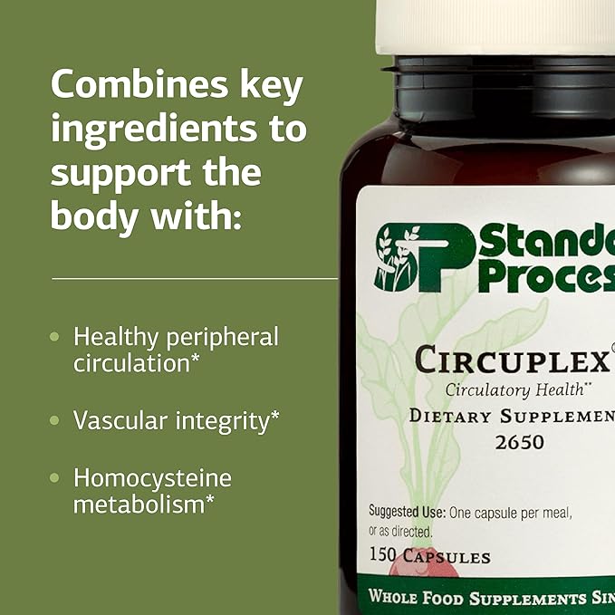 Standard Process Circuplex - Vascular & Nervous System Support - Blood Health Supplement with Niacin & Vitamin B6 - Non-Dairy, Whole Food-Based Supplement - 150 Capsules