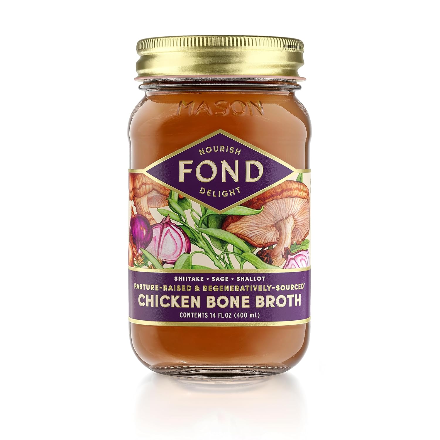 FOND Pasture-Raised Regenerative Chicken Bone Broth infused with Organic Shiitake & Sage