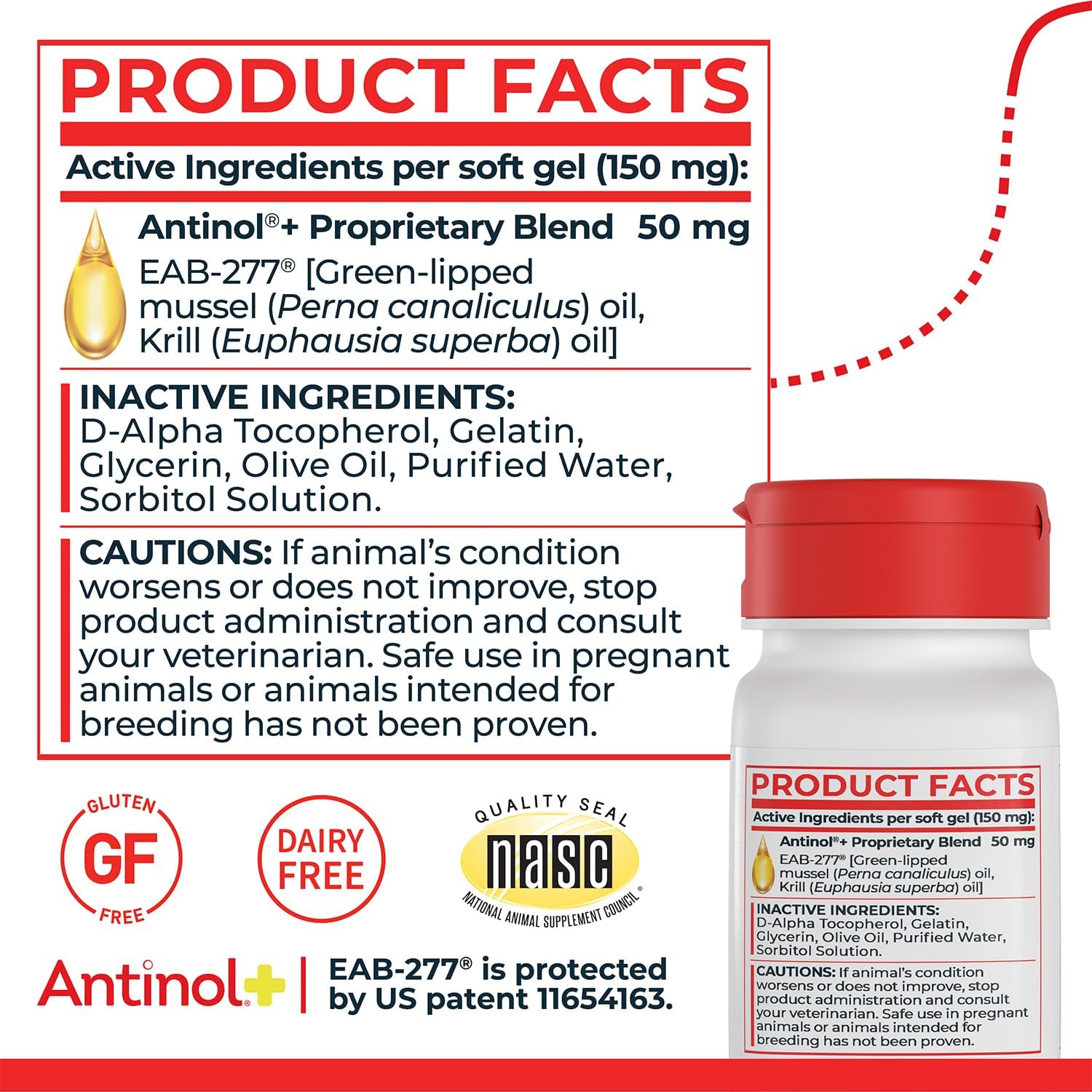 Antinol Plus, Mobility, Hip, and Joint Supplement for Dogs, Green-Lipped Mussels and Krill Oil - Dog Joint Supplement, Better and Faster Than Glucosamine and Chondroitin, 120 Soft Gels
