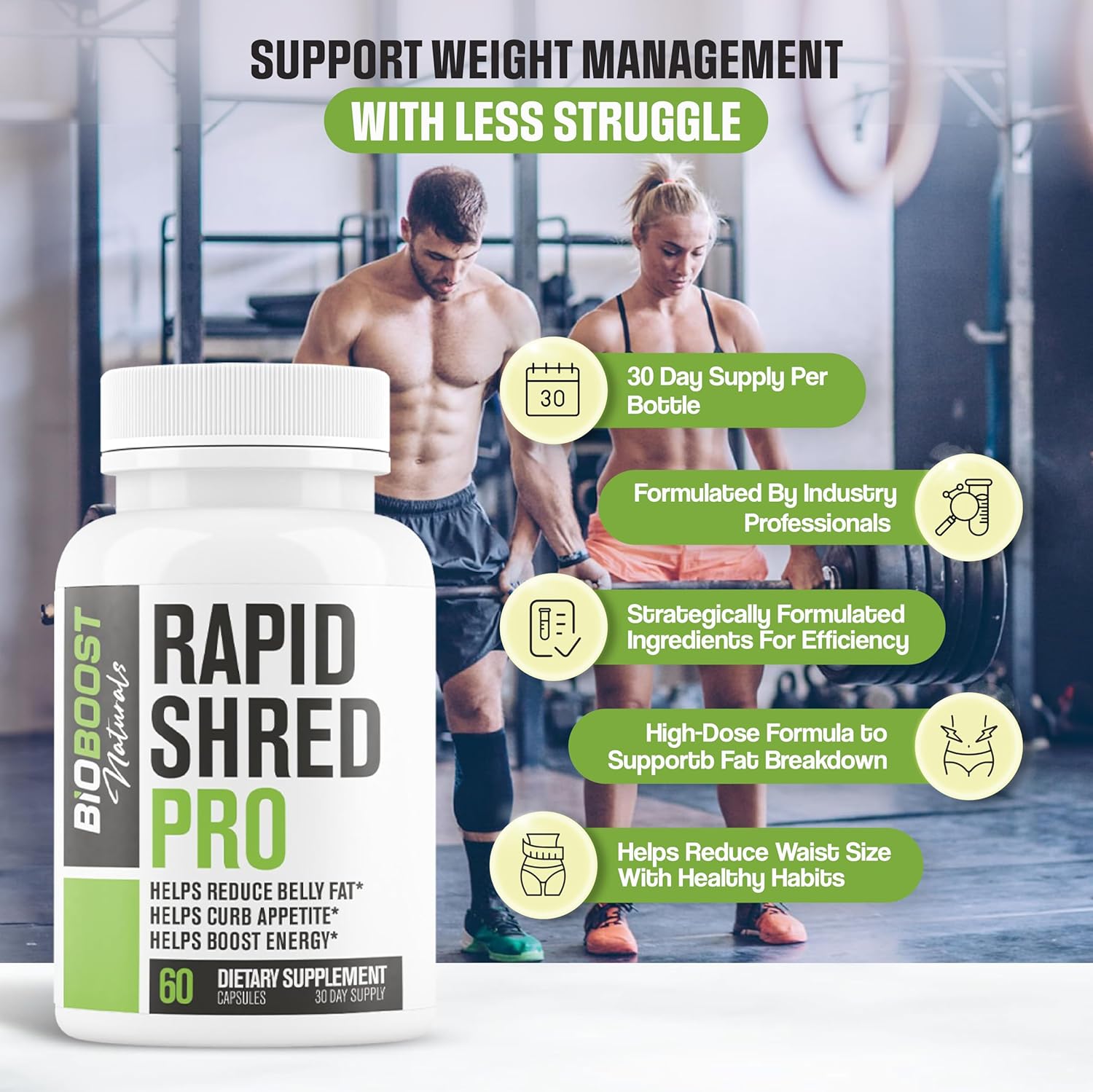 Rapid Shred PRO Series | Supports GLP-1 Pathway Function | Weight Loss Pills for Women & Men | & Fat Burner to Boost Metabolism, Appetite Suppressant| 3rd Party Tested Supplement - 60 Pills
