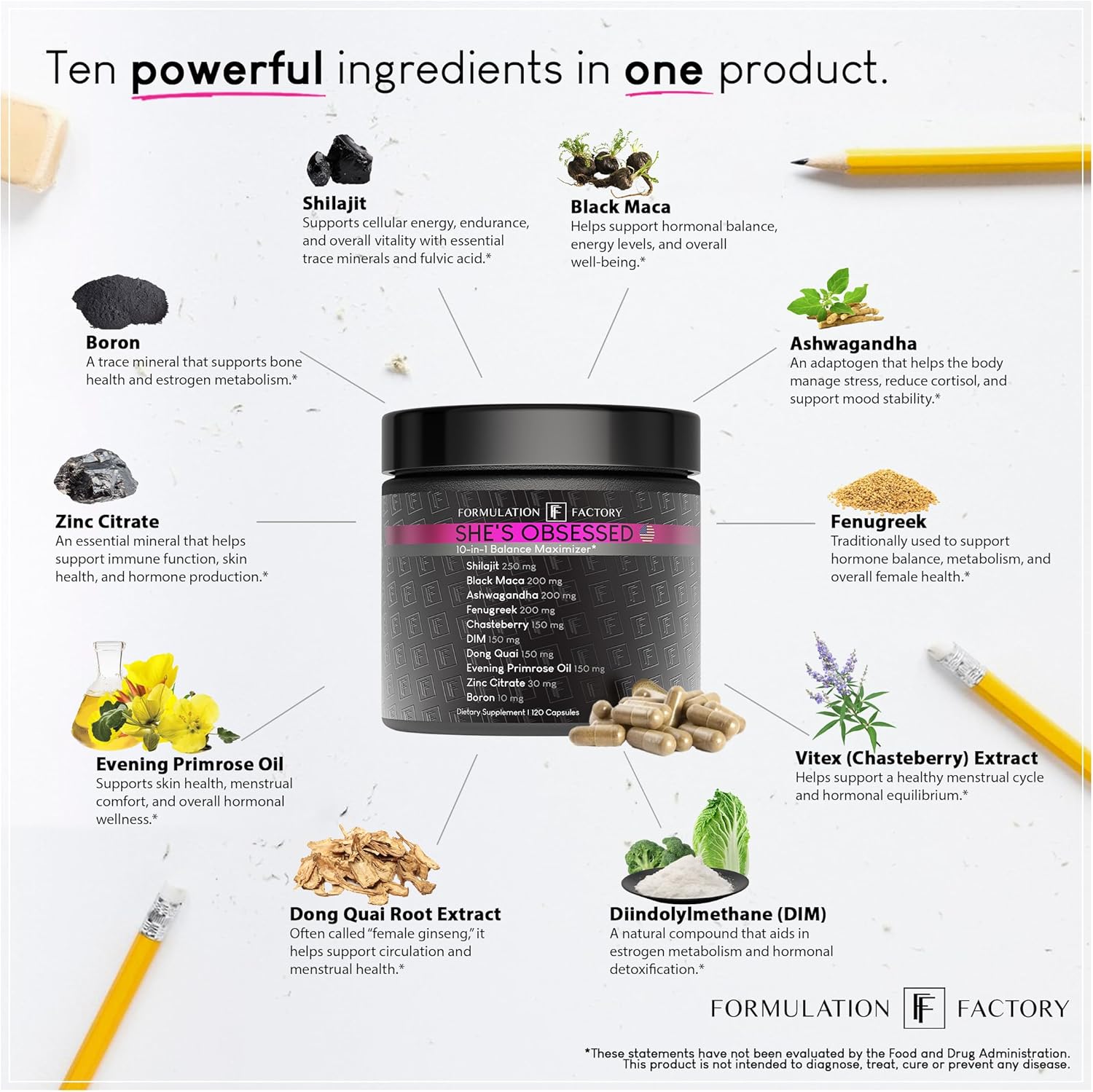 She's Obsessed: 10-in-1 Hormone Balance Maximizer with Shilajit, Maca, Ashwagandha, DIM, Dong Quai, Zinc & More for Vitality & Balance (120 Count (Pack of 3))