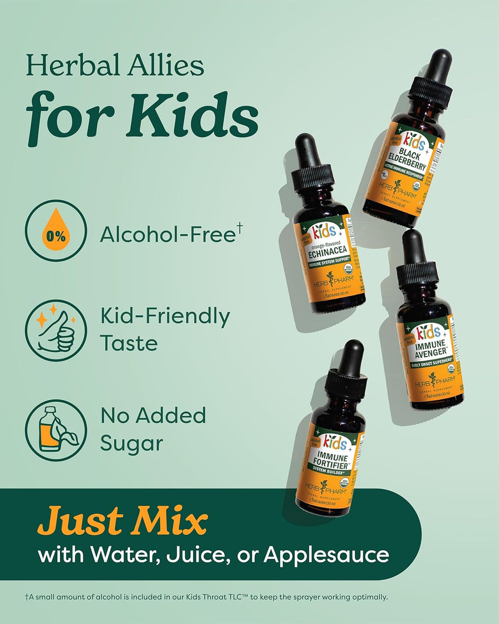Herb Pharm Kids Certified-Organic Alcohol-Free Immune Fortifier Liquid Herbal Formula, 4 Ounce