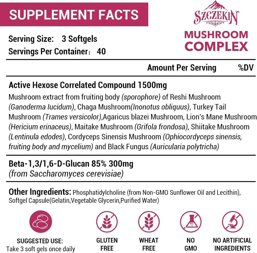 1500mg Liposomal Active Hexose Correlated Supplement,360 Soft Gels Beta-Glucans with Natural Mushroom Extract, Immune System, Liver Function, Maintain T-Cell & Killer Cell Activity