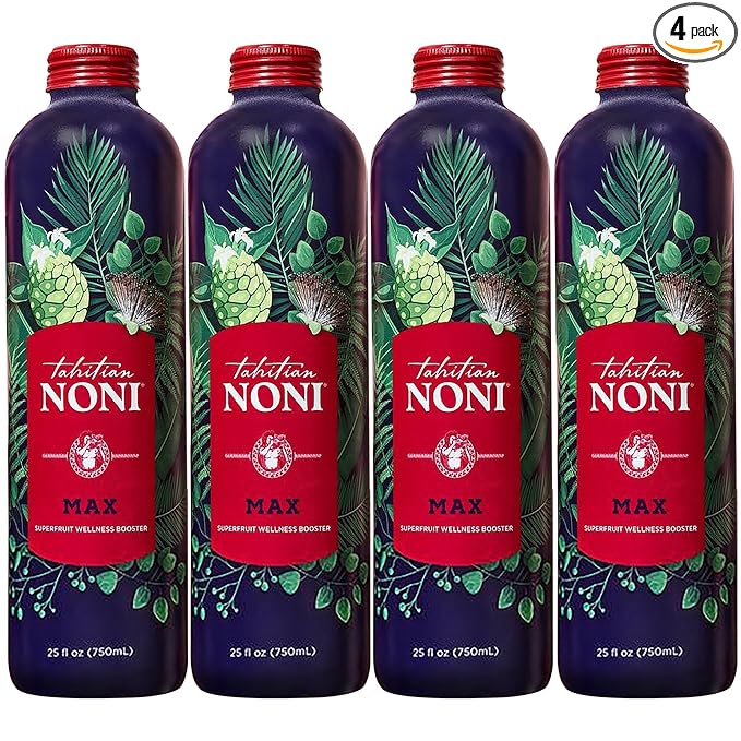 TAHITIAN NONI MAX Wellness Super Fruit Drink | Natural Juice Daily Nutrition Mix for Health Rejuvenation | Noni Juice Organic Morning Complete Daily Wellness Drink 100 fl oz (4-Pack)