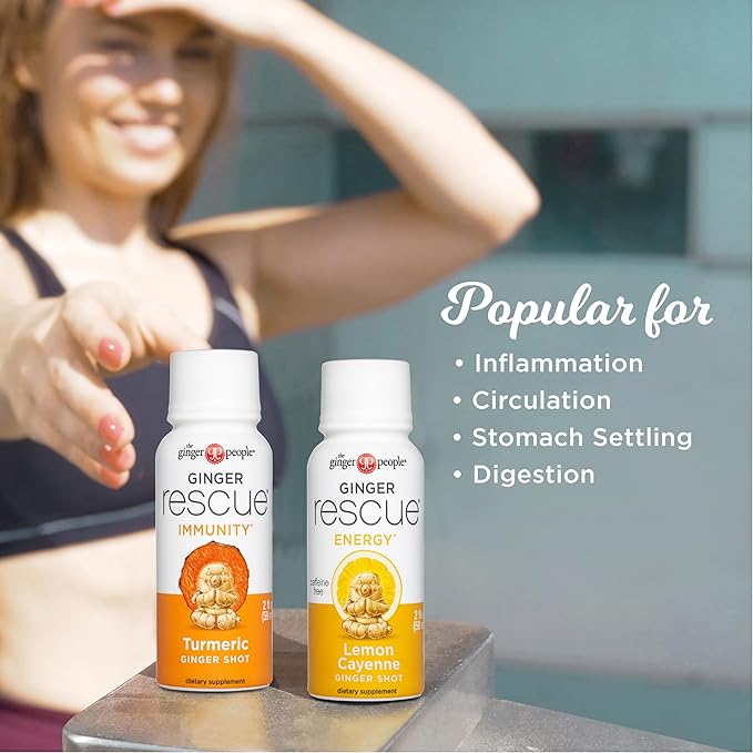 Ginger Rescue Shots by The Ginger People – Energy Boosting, Caffeine Free Energy, Digestive Heath, Lemon & Cayenne Flavor, 2 Fl Oz (Pack of 12)