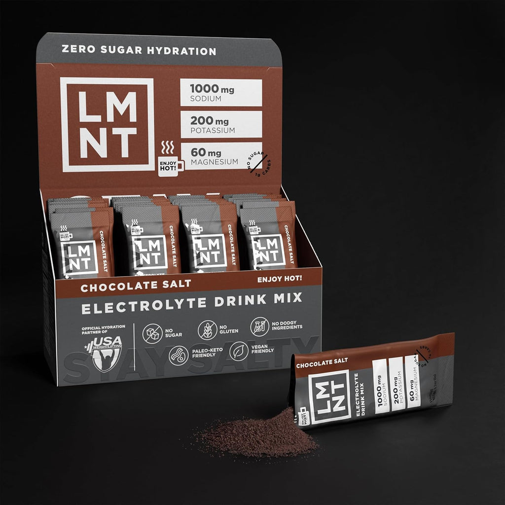 LMNT Zero Sugar Hot Chocolate or Coffee Mixer - Chocolate Salt | Drink Mix | 30-Count