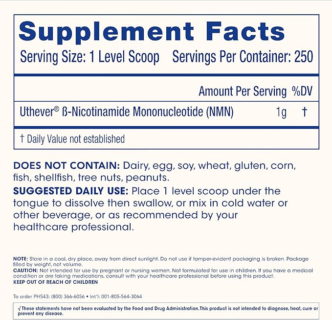 ProHealth NMN Pro Powder (250 Grams) Clinically Studied Uthever® NMN. NAD+ Precursor for Cellular Energy, Mitochondrial Support & Healthy Aging. USA Manufactured, Triple Lab-Tested