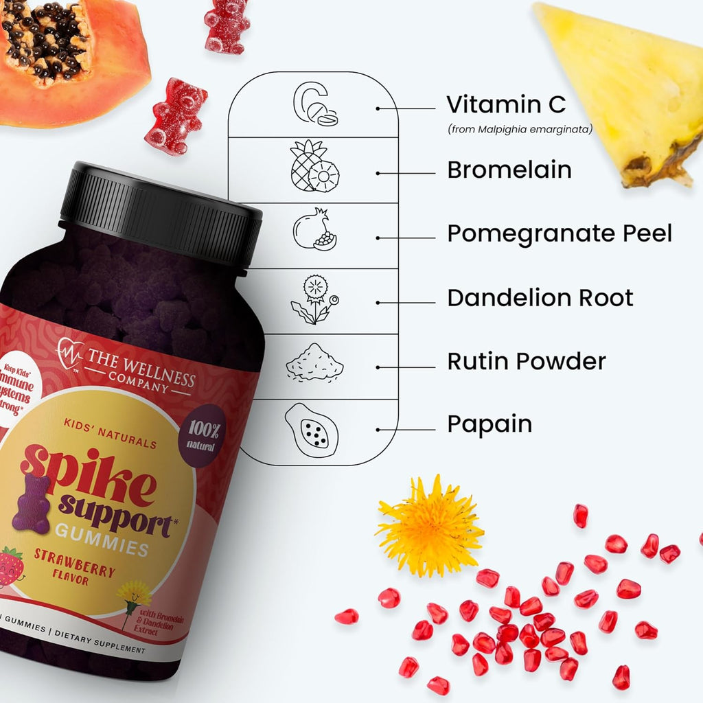 Kids Naturals Spike Support Gummies – Year-Round Wellness with Vitamin C, D & Zinc | 120ct (2 Month Supply)