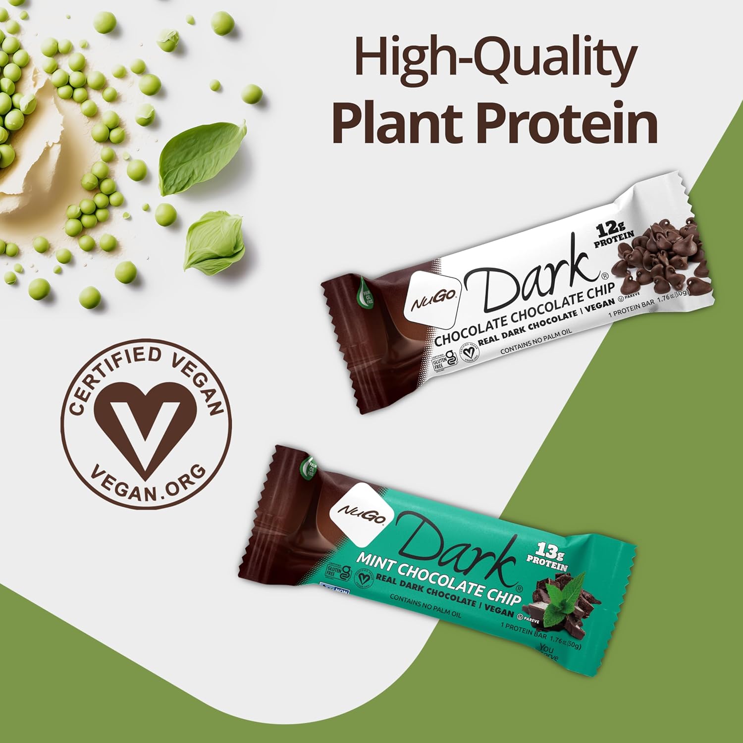 NuGo Dark Variety - Chocolate Pretzel 12 Bars & Chocolate Chocolate Chip 12 Bars, 12g Protein, Vegan, Gluten Free, Non-GMO, Kosher Pareve, 24 Count