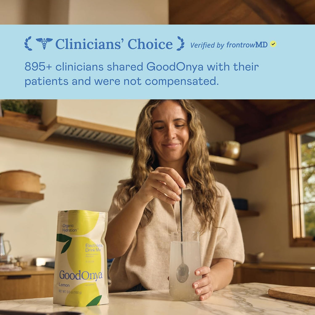 GOODONYA Organic Hydration Electrolyte Drink Mix, Certified Organic Hydration Powder, Non-GMO, Biochecked Glyphosate Free, Low Sugar, Lemonade Flavor, No Artificial Flavors, 42 Servings