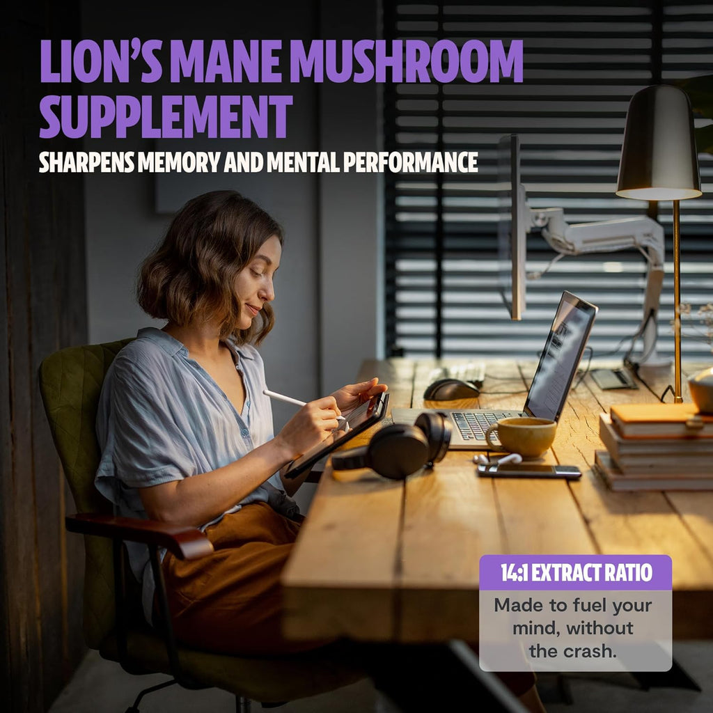 FreshCap Lions Mane 14,000 mg – Triple Extracted 14:1 Mushroom Supplement Capsules with 31% Beta-Glucans – Fruiting Body Only Nootropic for Memory, Focus, Clarity & Mood – Organic, Vegan (60 Capsules)